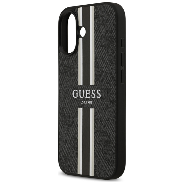 Etui Guess 4G Printed Stripes MagSafe do iPhone 17 czarny