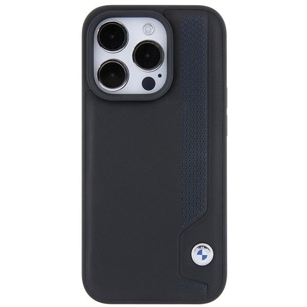 Etui BMW Leather Blue Dots na iPhone 15 Pro Max - czarne