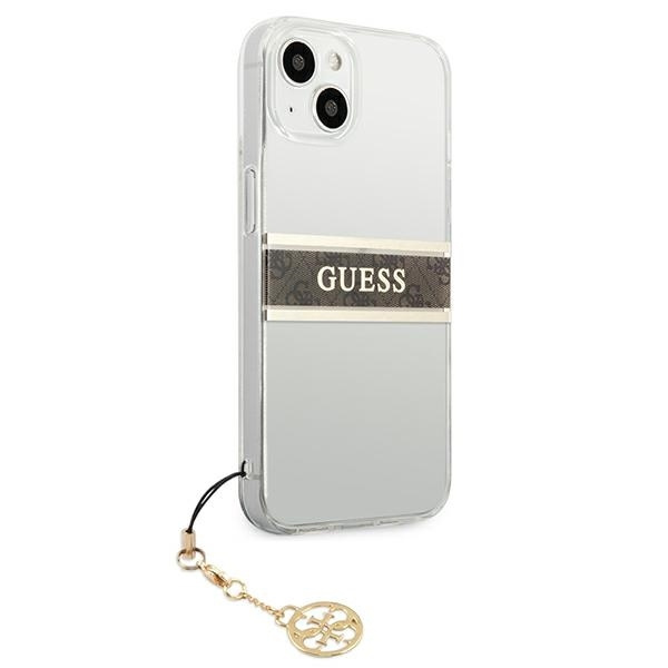 GUESS GUHCP13SKB4GBBR IPHONE 13 MINI 5.4 "TRANSPARENT HARDCASE 4G BROWN STRAP CHARM