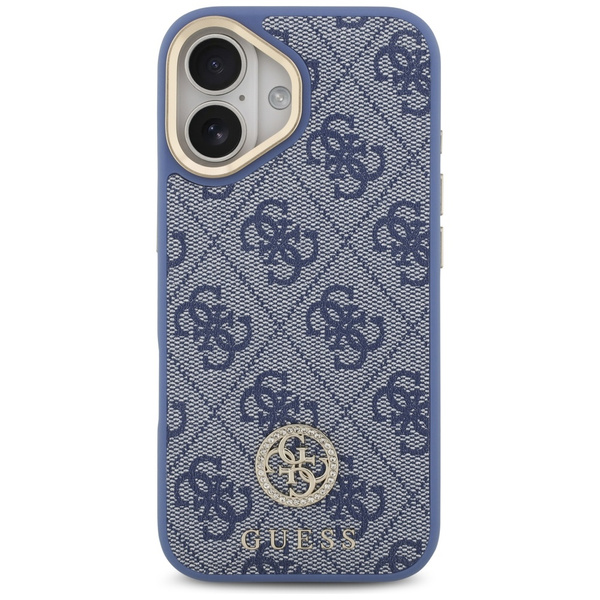 Etui Guess 4G Strass Logo & Big Strap    Metal Buttons MagSafe do iPhone 17 niebieski