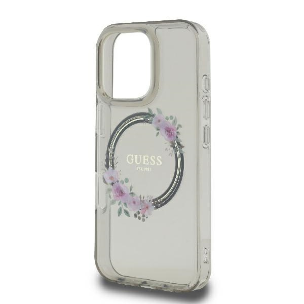 Guess GUHMP16XHFWFCK iPhone 16 Pro Max   6.9" czarny/black hardcase IML Flowers Wreath MagSafe