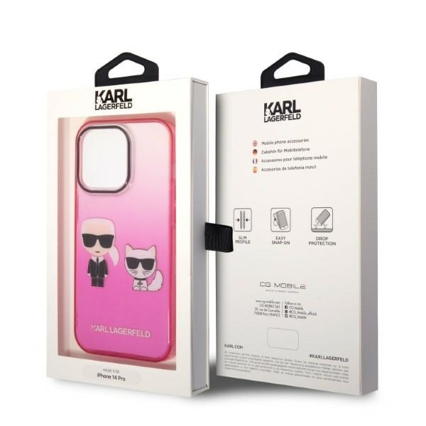 KARL LAGERFELD KLHCP14LTGKCP IPHONE 14 PRO 6,1" HARDCASE RÓŻOWY/PINK GRADIENT IKONIK KARL & CHOUPETTE