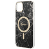 Zestaw Guess GUBPP14MHMEACSK Case+ Charger iPhone 14 Plus / 15 Plus 6.7" czarny/black hard case Marble MagSafe