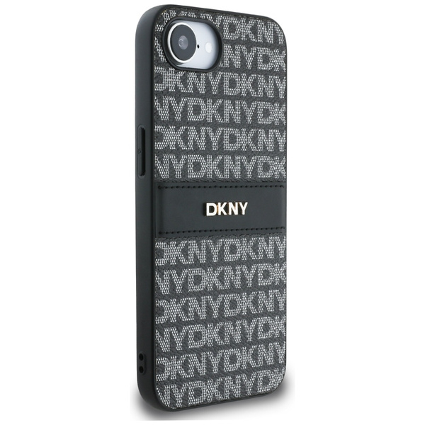 Etui DKNY Repeat Texture Pattern with    Tonal Stripe do iPhone 16e czarny
