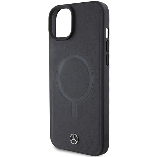 Mercedes Smooth Leather MagSafe case for iPhone 15 Plus - black