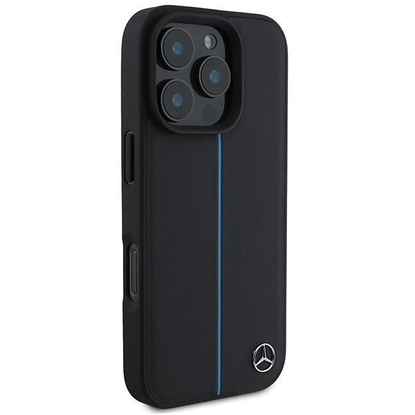 Mercedes MEHMP16L23RURBK iPhone 16 Pro  6.3" czarny/black hardcase MB Blue Line Leather MagSafe