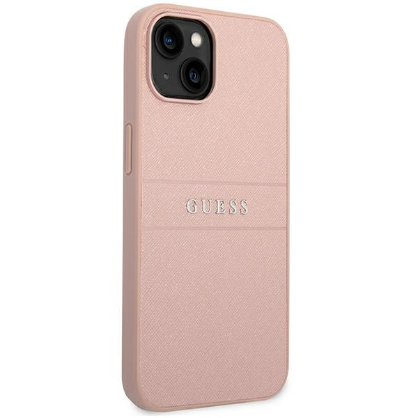Guess GUHCP14MPSASBPI iPhone 14 Plus / 15 Plus 6.7" różowy/pink Saffiano Strap