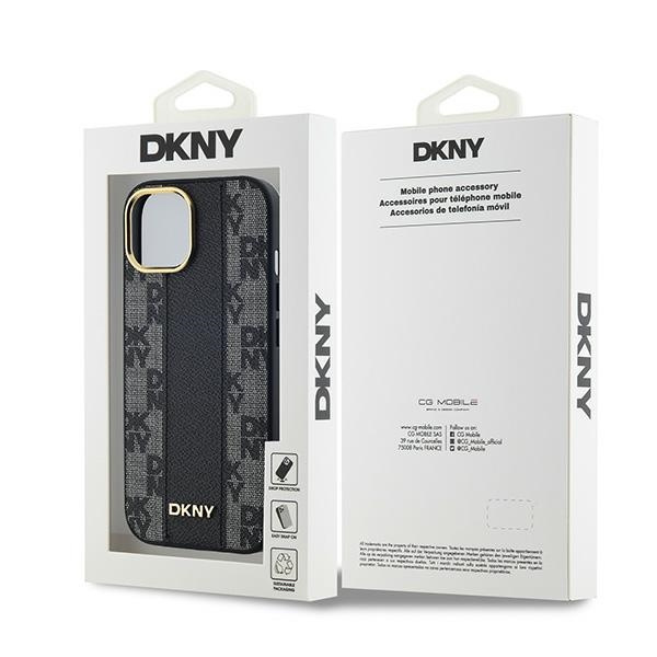 DKNY DKHMP14SPCPVSLK iPhone 14 / 15 / 136.1" czarny/black hardcase Leather Checkered Mono Pattern MagSafe