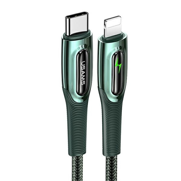 USAMS KABEL PLECIONY USB-C NA LIGHTNING SMART POWER-OFF 20W PD CABLE1.2M CIEMNY ZIELONY/DARK GREEN SJ518USB02 (US-SJ518)