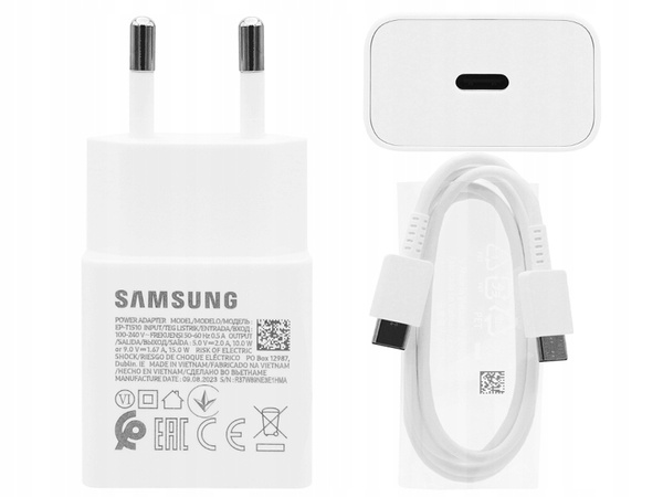 ŁADOWARKA SAMSUNG EP-T1510XWEGEU 15W 3A + KABEL TYP C 1M BOX