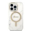 Zestaw Guess GUBPP14XHMEACSH Case+ Charger iPhone 14 Pro Max 6,7" biały/white hard case Marble MagSafe