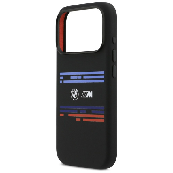Etui BMW M Silicon Horizontal Line MagSafe do iPhone 17 Pro czarny
