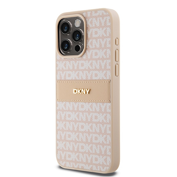 DKNY DKHCP15XPRTHSLP iPhone 15 Pro Max6.7" różowy/pink hardcase Leather Mono Stripe & Metal Logo