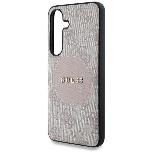Etui Guess 4G Round Patch Classic Logo   MagSafe do Samsung Galaxy S25+ różowy
