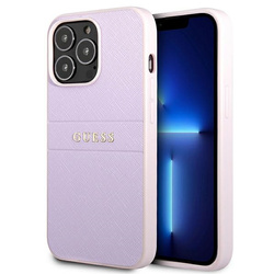 Guess GUHCP13LPSASBPU iPhone 13 Pro / 136,1" fioletowy/purple Saffiano Hot Stamp & Metal Logo