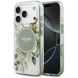 Etui Guess IML Flower & Tonal Circle MagSafe do iPhone 17 Pro zielony