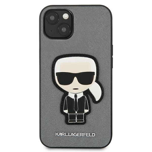 KARL LAGERFELD KLHCP13SOKPG IPHONE 13 MINI 5.4 "SILVER/SILVER HARDCASE SAFFIANO IKONIK KARL`S PATCH