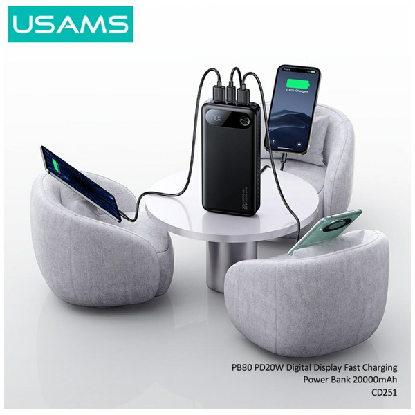 Powerbank USAMS PB80 PD20W 20000mAh biały
