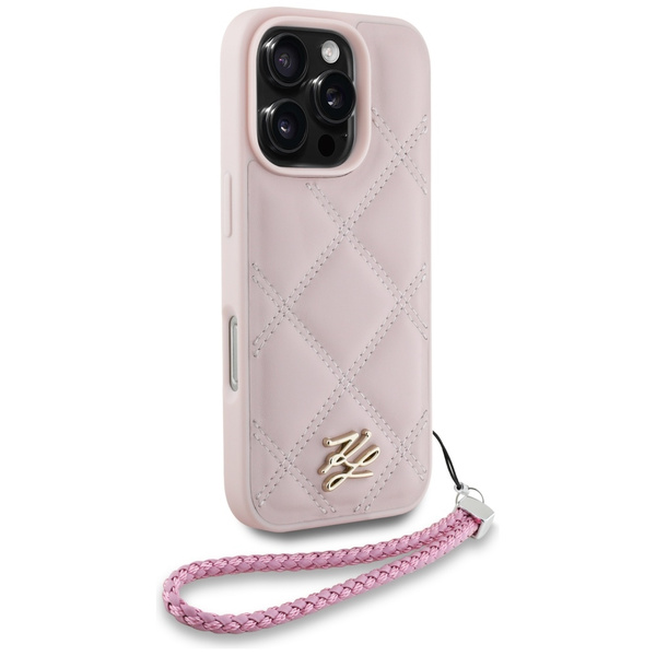 Etui Karl Lagerfeld Quilted Initial Logo & Chain Strap do iPhone 16 Pro Max różowy