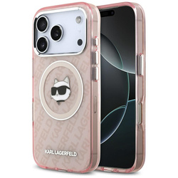Etui Karl Lagerfeld IML Choupette Head Logo MagSafe do iPhone 17 Pro Max różowy