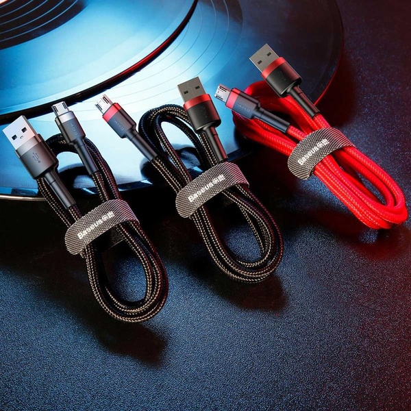 Kabel Baseus Cafule Cable CAMKLF-CG1 USB-A / micro USB 1.5A 2 m - czarno-szary