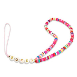 GUESS PENDANT GUSGGGP PHONE STRAP MULTI -COLORED PINK/MULTICOLOR PINK HEISHI BEADS