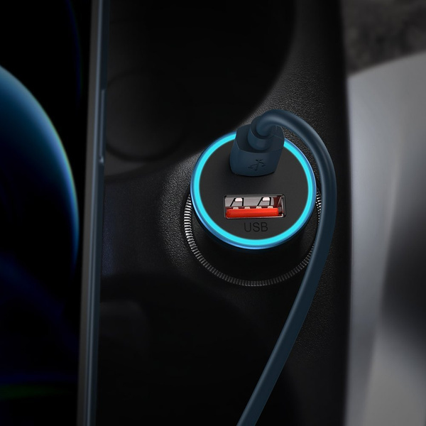 Baseus Golden Contactor Pro fast car charger USB Type C / USB 40 W Power Delivery 3.0 Quick Charge 4+ SCP FCP AFC + USB Type C cable - Lightning blue (TZCCJD-03)