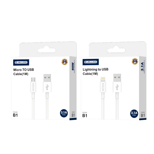 JELLICO kabel B1 Micro USB 3.1A 1M Biały