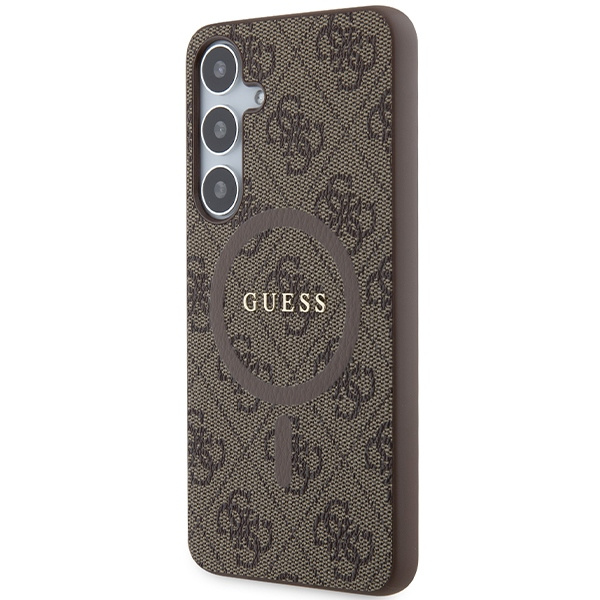 Guess GUHMS24MG4GFRW S24+ S926 brązowy/brown hardcase 4G Collection Leather Metal Logo MagSafe
