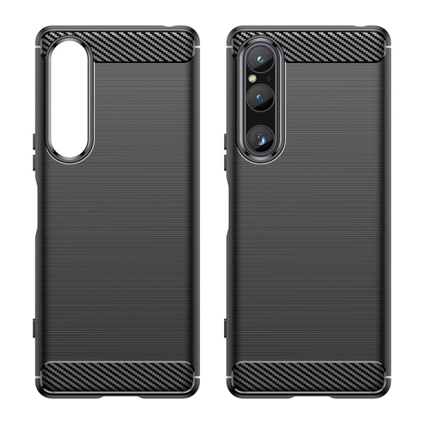 CARBON CASE COVER FOR SONY XPERIA 1 V FLEXIBLE SILICONE CARBON COVER BLACK