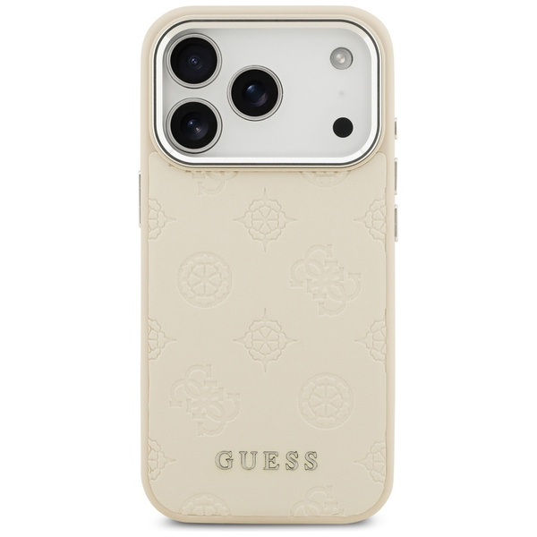 Etui Guess Peony Hot Stamp Script        MagSafe do iPhone 17 Pro beżowy