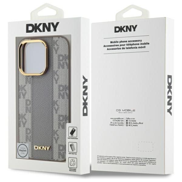 DKNY DKHMP14LPCPVSLE iPhone 14 Pro6.1" beżowy/beige hardcase Leather Checkered Mono Pattern MagSafe