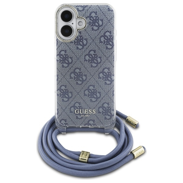 Guess GUHCP16SHC4SEB iPhone 16 6.1"      niebieski/blue hardcase Crossbody Cord 4G Print
