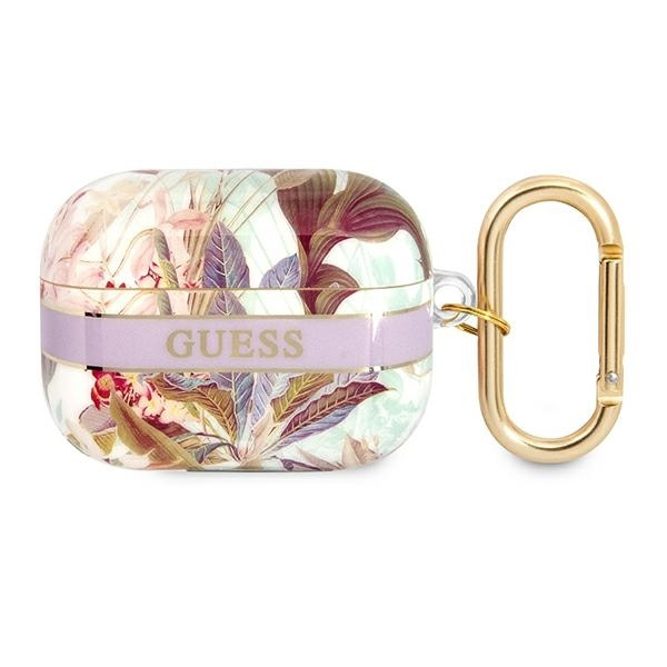 GUESS GUAPHHFLU AIRPODS PRO COVER FIOLETOWY/PURPLE FLOWER STRAP COLLECTION