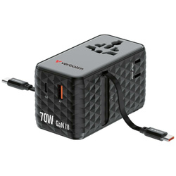 Verbatim Adapter podróżny EU/UK/US GaN 1xUSB-C/1xUSB-A/2xUSB-C PD 70W czarny 30186