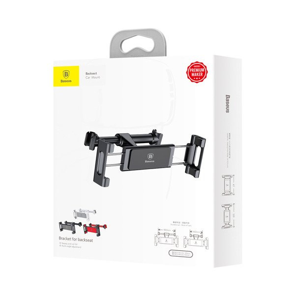Baseus Backseat Car Mount SUHZ-01 Car Headrest Holder for Tablets / Smartphones 4.7-12.9" - Black