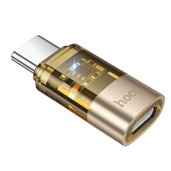 Adapter USB C do Lightning Hoco UA36D transparentny złoty