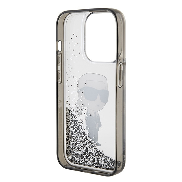 Etui Karl Lagerfeld Liquid Glitter Ikonik do iPhone 15 Pro - przezroczyste