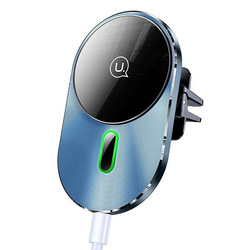 USAMS Uchwyt indukcyjny Magnetic CarWireless Charging 15W do kratki went. szary/grey CD170DZ01 (US-CD170)