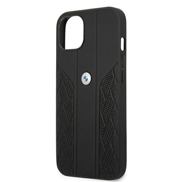Etui BMW Leather Curve Perforate na iPhone 13 mini - czarne