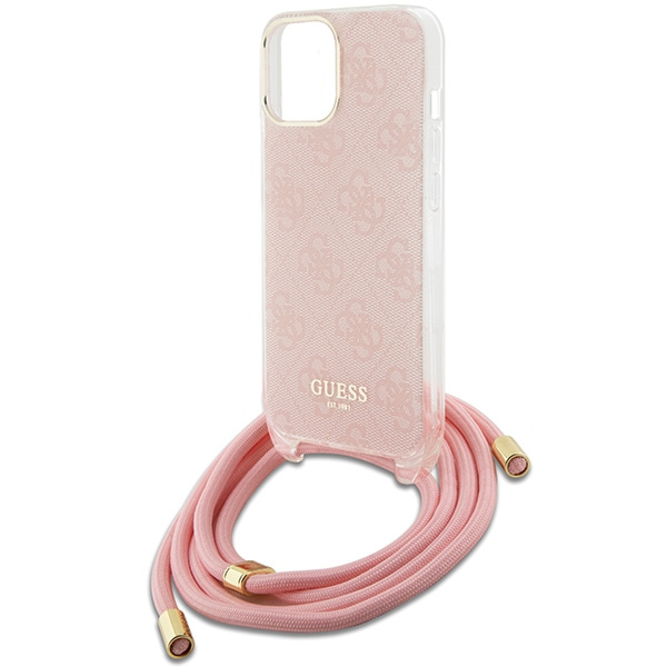 Guess GUHCP15SHC4SEP iPhone 15 / 14 / 13 6.1" różowy/pink hardcase Crossbody Cord 4G Print
