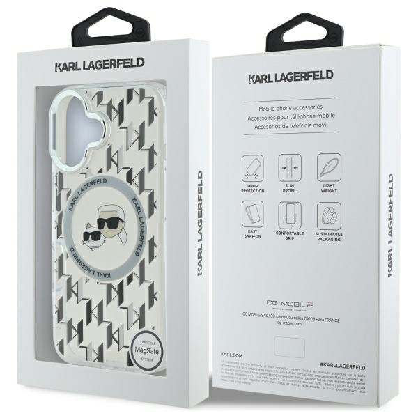 Karl Lagerfeld KLHMP16SHMCKMHT iPhone 16 6.1" przezroczysty/transparent IML Monogram Karl&Choupette Head MagSafe