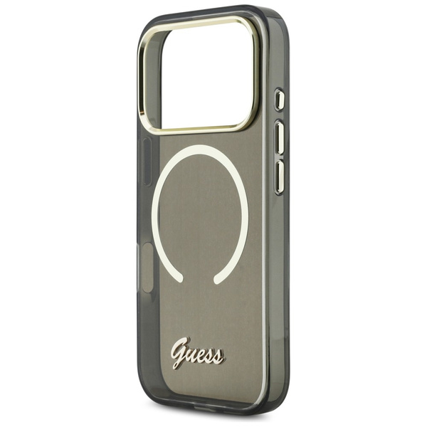 Etui Guess IML Script Metal MagSafe do   iPhone 17 Pro Max czarny