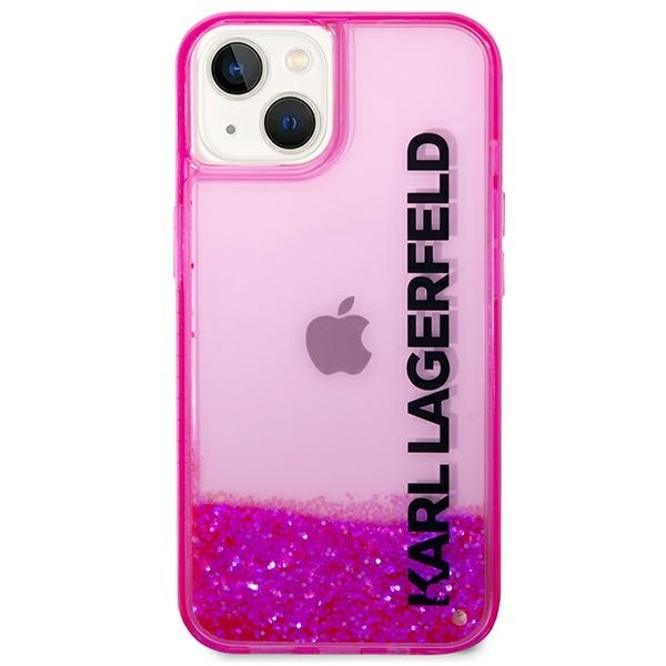 Etui Karl Lagerfeld Liquid Glitter Elong na iPhone 14 6,1" - różowe