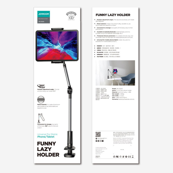 Joyroom uniwersalny uchwyt na telefon tablet stojak lazy holder czarny (JR-ZS263)