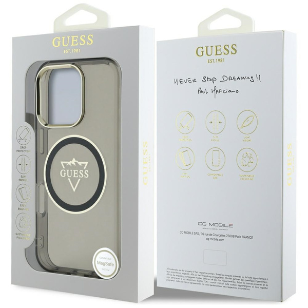 Etui Guess IML Metal Mountain Logo       MagSafe do iPhone 16 Pro Max czarny