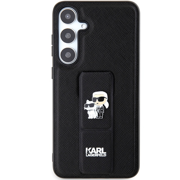 KARL LAGERFELD KLHCS24MGSAKCPK S24+ S926 CZARNY/BLACK HARDCASE GRIPSTAND SAFFIANO KARL&CHOUPETTE PINS