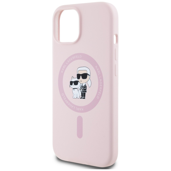 Etui Karl Lagerfeld Silicone             Karl&Choupette MagSafe do iPhone 15 Plus różowy