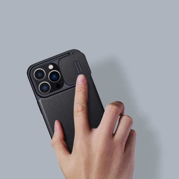 Nillkin Qin Cloth Pro Case Case for iPhone 14 Pro Camera Cover Holster Cover Flip Case Blue