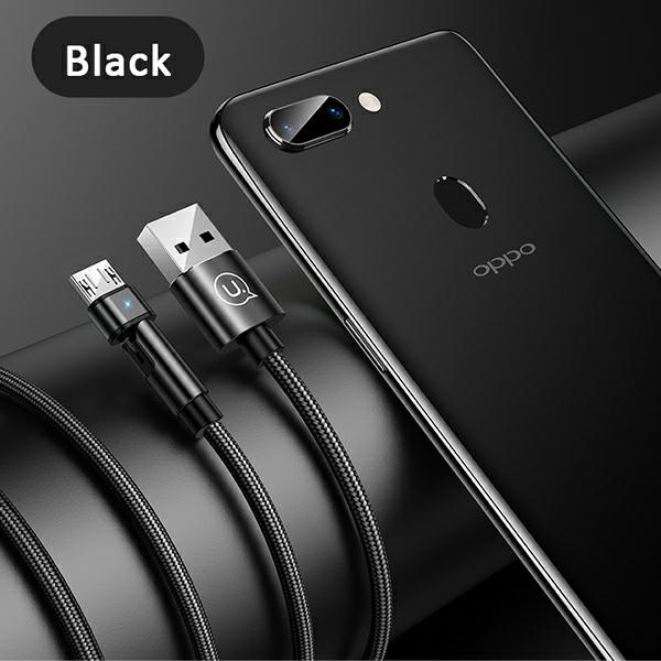 USAMS Kabel pleciony obrotowy U60 2AmicroUSB czarny/black 1m SJ478USB01 (US-SJ478)